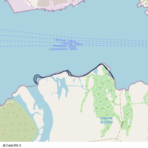 Posizione della spiaggia Spiaggia nei pressi di Olbia, 07026