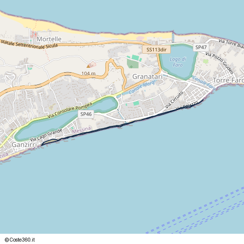 Posizione della spiaggia Spiaggia nei pressi di Via Circuito, VI Circoscrizione, Messina, 98164