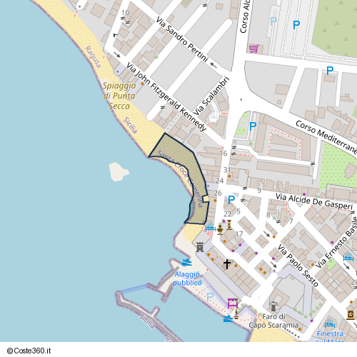 Posizione della spiaggia Spiaggia nei pressi di Via Adua, Santa Croce Camerina, 97017