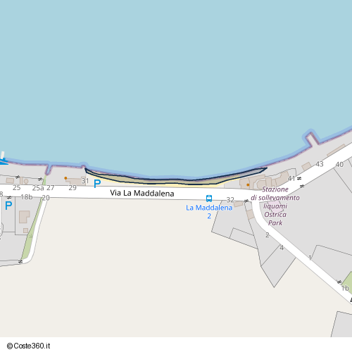 Posizione della spiaggia Spiaggia nei pressi di Via La Maddalena, Siracusa