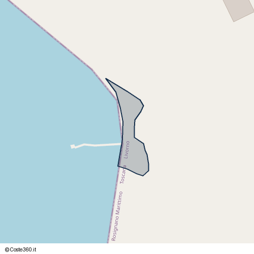 Posizione della spiaggia Spiaggia nei pressi di Vecchia Aurelia, Rosignano Marittimo, 57015