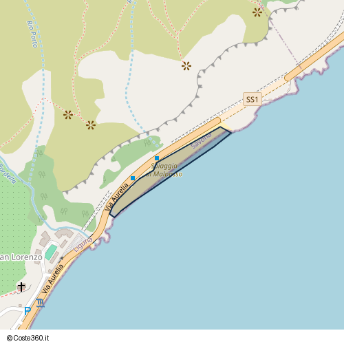 Posizione della spiaggia Spiaggia nei pressi di Via Aurelia, Finale Ligure, 17026