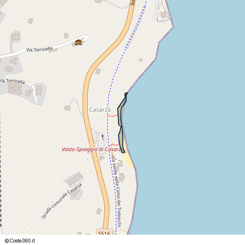 Posizione della spiaggia Spiaggia nei pressi di Via Verde della Costa dei Trabocchi, Vasto, 66054