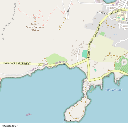 Posizione della spiaggia Spiaggia nei pressi di Strada Provinciale Punta Sottile, Favignana, 91023