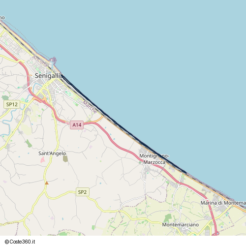 Posizione della spiaggia Spiaggia nei pressi di Lungomare Leonardo da Vinci, Senigallia, 60019