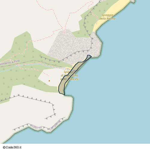 Posizione della spiaggia Spiaggia nei pressi di il Vallone Del Marcellino, Camerota