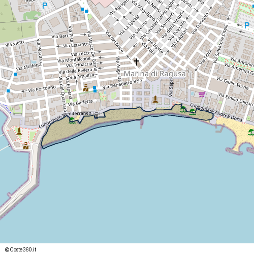 Posizione della spiaggia Spiaggia nei pressi di Lungomare Mediterraneo, Ragusa, 97100