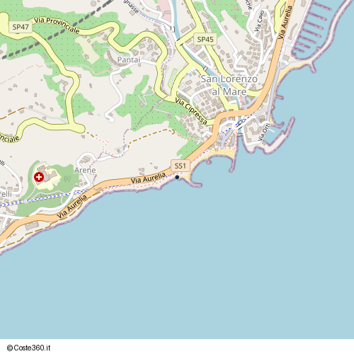 Posizione della spiaggia Spiaggia nei pressi di Via al Mare, San Lorenzo al Mare, 18017