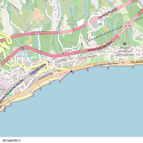 Posizione della spiaggia Spiaggia nei pressi di Passeggiata Aldo Moro, Cogoleto, 16016