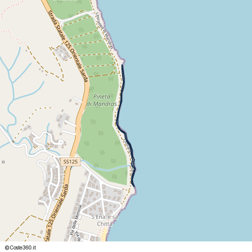 Posizione della spiaggia Spiaggia nei pressi di Litoranea di Mandras, Thiniscole/Siniscola, 08029