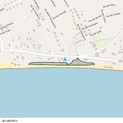 Posizione della spiaggia Spiaggia nei pressi di Via della Tramontana, Pozzallo, 97016