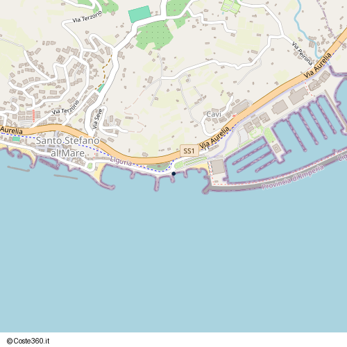 Posizione della spiaggia Spiaggia nei pressi di Santo Stefano al Mare, 18015