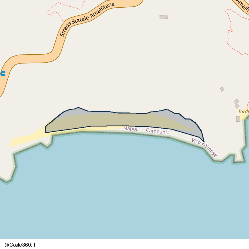 Posizione della spiaggia Spiaggia nei pressi di Strada Statale Amalfitana, Vico Equense, 80060