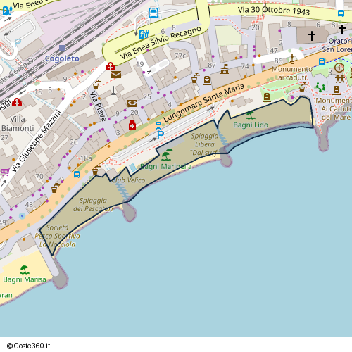 Posizione della spiaggia Spiaggia nei pressi di Lungomare Santa Maria, Cogoleto, 16016