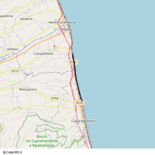 Posizione della spiaggia Spiaggia nei pressi di Strada Statale 16 Adriatica, Massignano, 63061