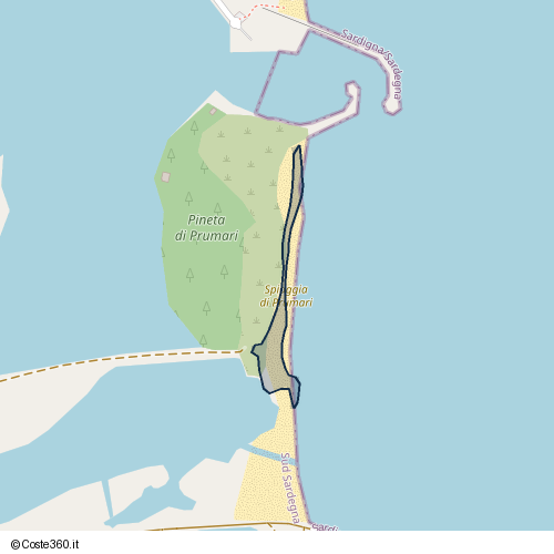 Posizione della spiaggia Spiaggia nei pressi di Strada Comunale Torre Delle Saline, Murera/Muravera, 09043