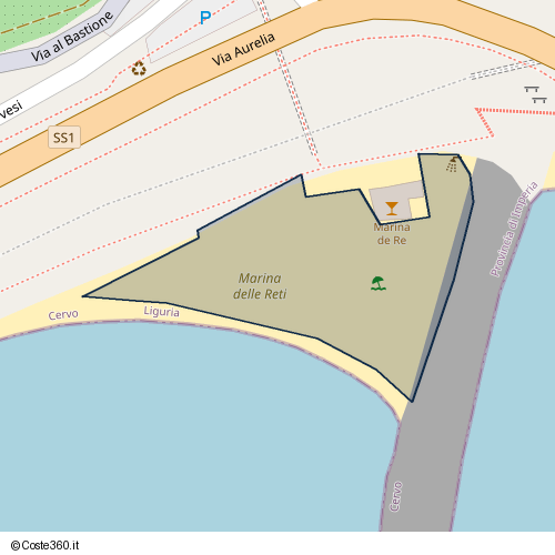 Posizione della spiaggia Spiaggia nei pressi di Via Aurelia, Cervo, 17051