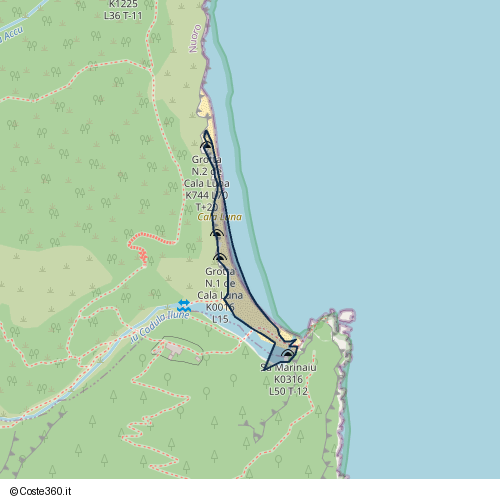 Posizione della spiaggia Spiaggia nei pressi di sentiero Cala Luna, Baunei, 08040
