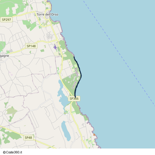 Posizione della spiaggia Spiaggia nei pressi di SP366, Otranto