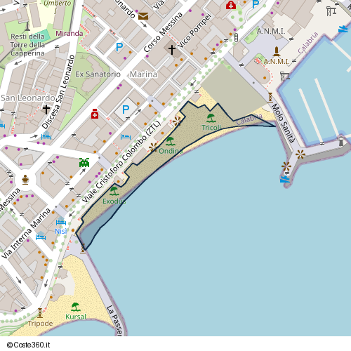 Posizione della spiaggia Spiaggia nei pressi di Viale Cristoforo Colombo (ZTL), Crotone, 88900