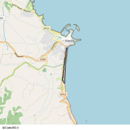 Posizione della spiaggia Spiaggia nei pressi di LungoMare Enrico Mattei, Vieste, 71019