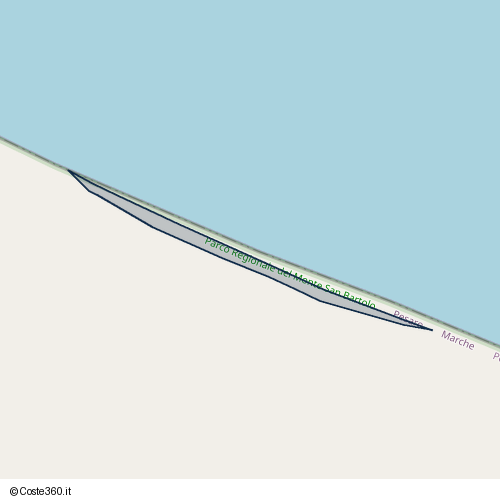 Posizione della spiaggia Spiaggia nei pressi di Strada delle Rive, Pesaro