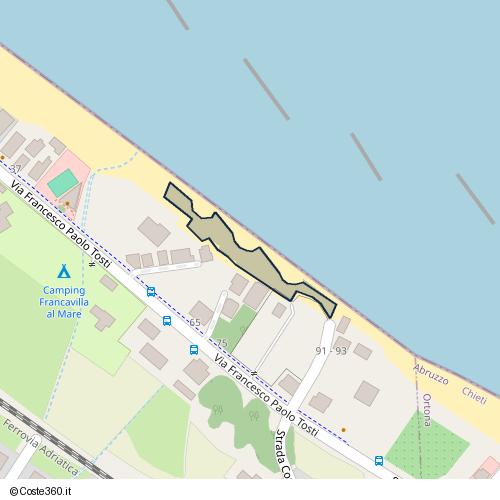 Posizione della spiaggia Spiaggia nei pressi di Via Francesco Paolo Tosti, Francavilla al Mare