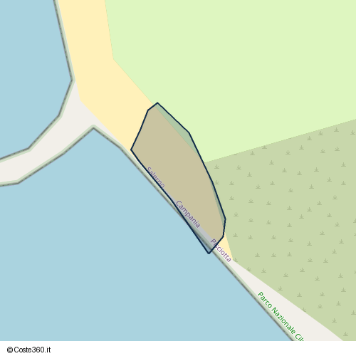 Posizione della spiaggia Spiaggia nei pressi di Strada Regionale 447 Raccordo, Pisciotta, 84051