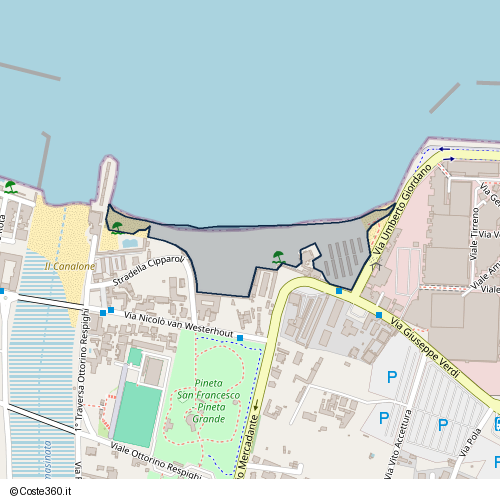 Posizione della spiaggia Spiaggia nei pressi di Stradella Cipparoli, Municipio 3, Bari, 70132