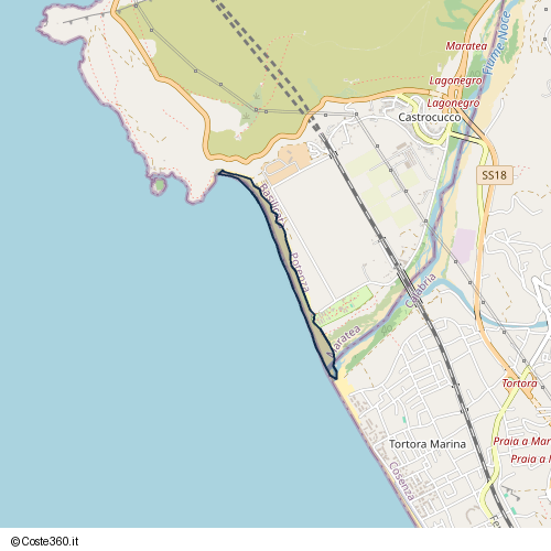 Posizione della spiaggia Spiaggia nei pressi di Contrada Castrocucco, Maratea, 87028