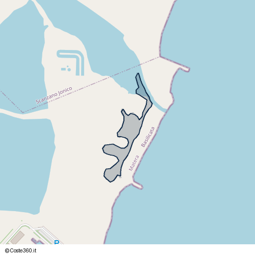 Posizione della spiaggia Spiaggia nei pressi di Villaggio Marinagri, Policoro, 75025