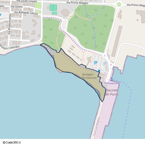 Posizione della spiaggia Spiaggia nei pressi di Via 1° Maggio, Portescusi/Portoscuso, 09010