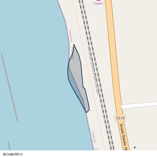 Posizione della spiaggia Spiaggia nei pressi di Strada Statale 18 Tirrena Inferiore, Belvedere Marittimo, 87021