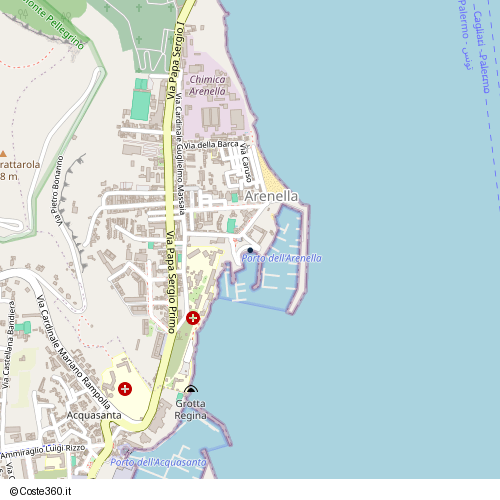 Posizione della spiaggia Spiaggia nei pressi di Discesa Tonnara, Arenella, Palermo, 90142