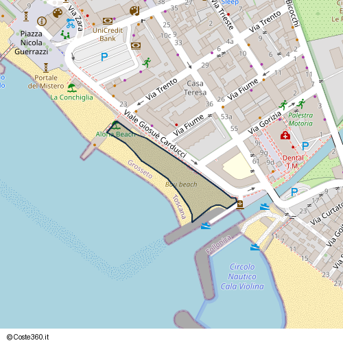 Posizione della spiaggia Spiaggia nei pressi di Viale Giosuè Carducci 35, Follonica, 58022