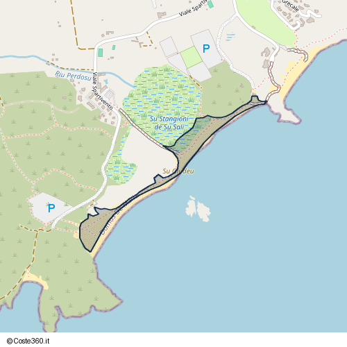 Posizione della spiaggia Spiaggia nei pressi di Domus De Maria, 09010