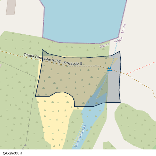 Posizione della spiaggia Spiaggia nei pressi di Strada Comunale n.152 - Procaccio II, Ostuni