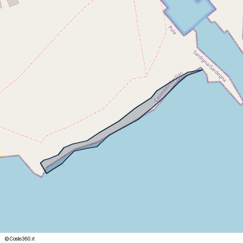 Posizione della spiaggia Spiaggia nei pressi di Strada statale Sulcitana, Pula, 09050