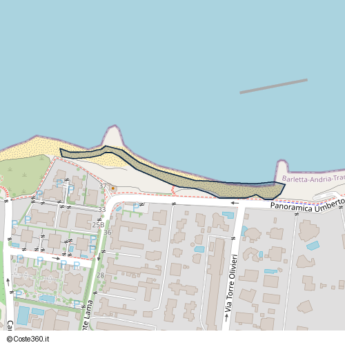 Posizione della spiaggia Spiaggia nei pressi di Panoramica Umberto Paternostro, Bisceglie, 76011