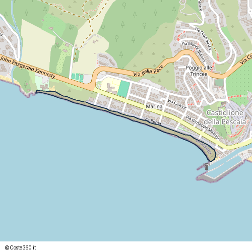 Posizione della spiaggia Spiaggia nei pressi di Via Roma, Castiglione della Pescaia, 58043