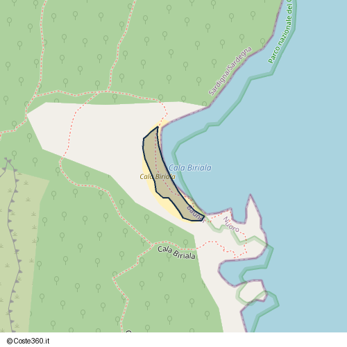 Posizione della spiaggia Spiaggia nei pressi di Cala Biriala, Baunei, 08040
