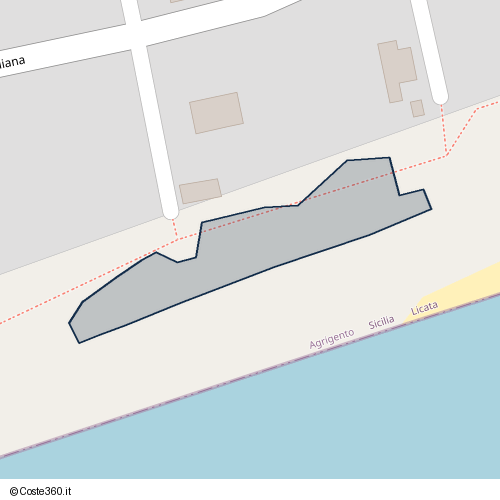 Posizione della spiaggia Spiaggia nei pressi di Via Maresciallo Cassano, Licata, 92027