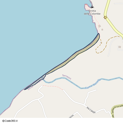 Posizione della spiaggia Spiaggia nei pressi di Via Calajò, Trappeto, 90040