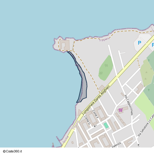 Posizione della spiaggia Spiaggia nei pressi di Lungomare Dante Alighieri, Trapani, 91100