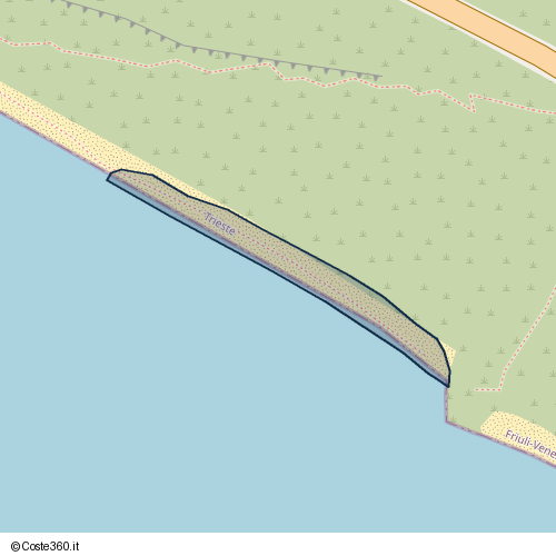 Posizione della spiaggia Spiaggia nei pressi di SR14, Duino Aurisina / Devin - Nabrežina, 34011