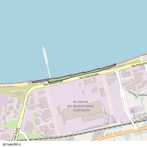 Posizione della spiaggia Spiaggia nei pressi di Via Industriale, Pace del Mela, 98042