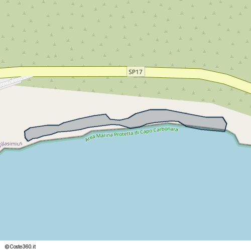 Posizione della spiaggia Spiaggia nei pressi di SP17, Crabonaxa/Villasimius, 09049