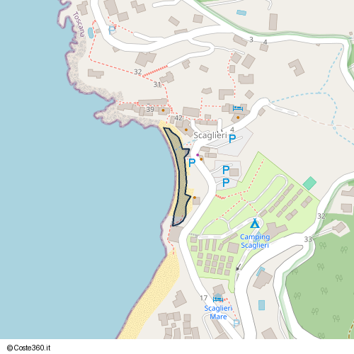 Posizione della spiaggia Spiaggia nei pressi di Percorso Salute, Portoferraio, 57035