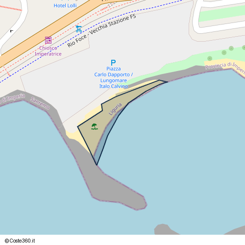 Posizione della spiaggia Spiaggia nei pressi di Via Adolfo Rava, Sanremo, 18038