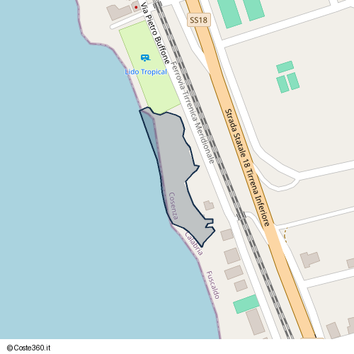 Posizione della spiaggia Spiaggia nei pressi di Via Pietro Buffone, Fuscaldo, 87024